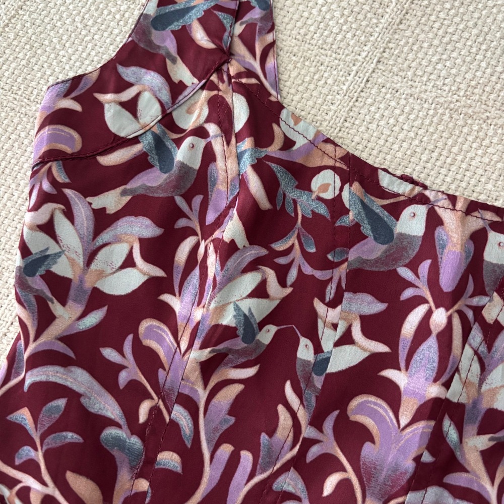 Women's XS FREE PEOPLE Grace Bird Floral Corset Top in Cabernet Combo NWT - Picture 2 of 8
